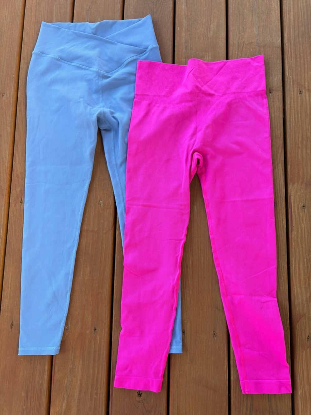 2 pairs of Leggings - Bright Pink & Light Blue